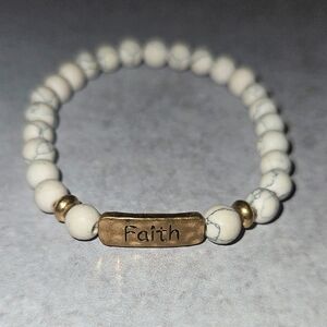Faith Beaded Bracelet with Gold Accents